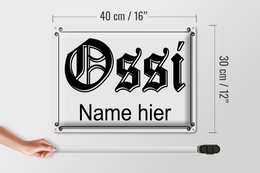 Tin sign saying 40x30cm Ossi name here GDR