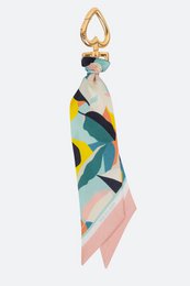 Colorful abstract pattern keychain in rose gold, gold, silver, and gray tones. Geometric shapes and patterns create a stylish and modern accessory.