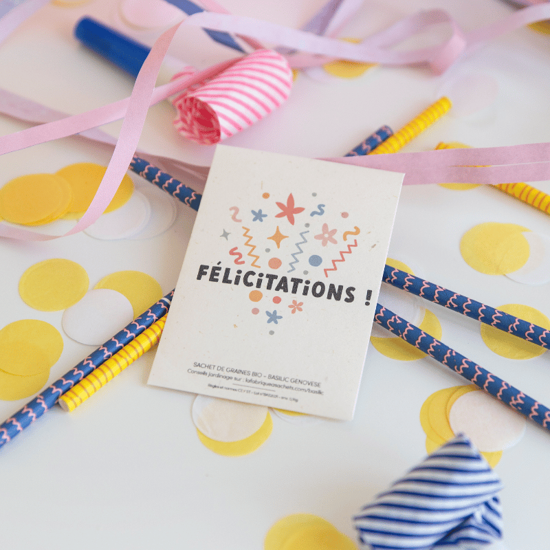 Félicitations - Sachet de graines de Basilic