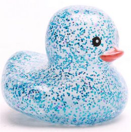 Mini Badeente Glitzer - blau - Gummiente