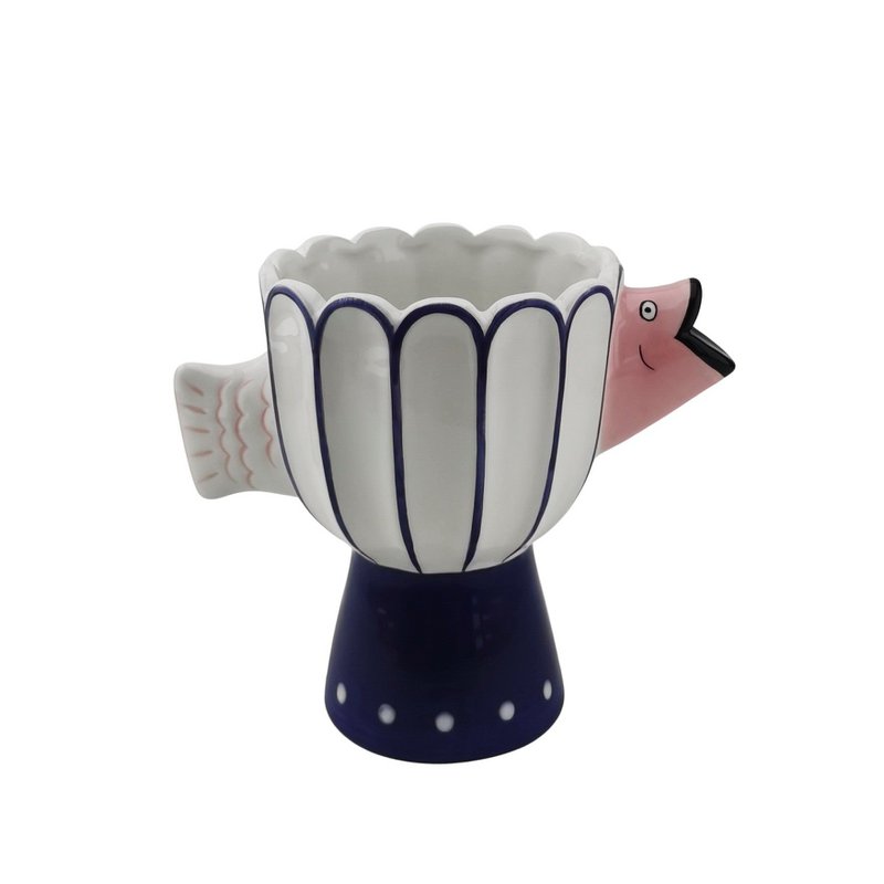 Vaso - Fish - Dolomite -Blue/bianco/rosa -21x13.5x18cm
