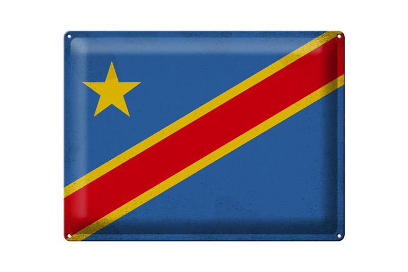 Tin Sign Flag DR Congo 40x30cm Flag Congo Vintage