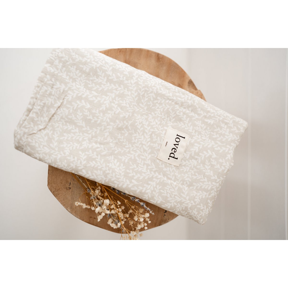 Muslin cloth, nursing cloth 120x120cm fine branches cream
