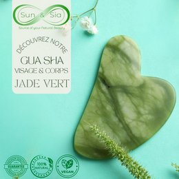 Sæt med 11 + 1 gratis - grøn jadesten Gua Sha med låg