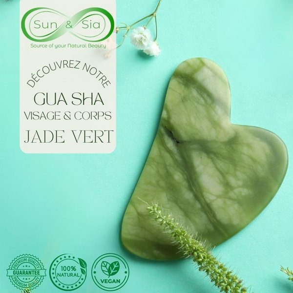 Sæt med 11 + 1 gratis - grøn jadesten Gua Sha med låg