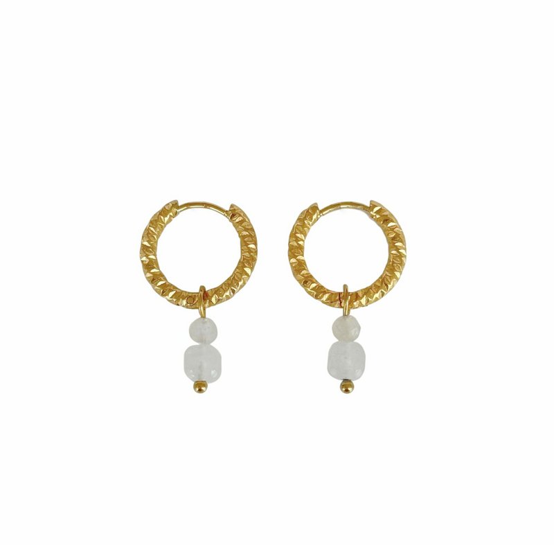 Chalcedoon & Maansteen Oorringen - Goud
