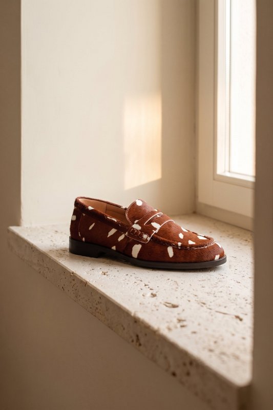 EMILIA BAMBY – Loafers met ponyhaar en dierenprint