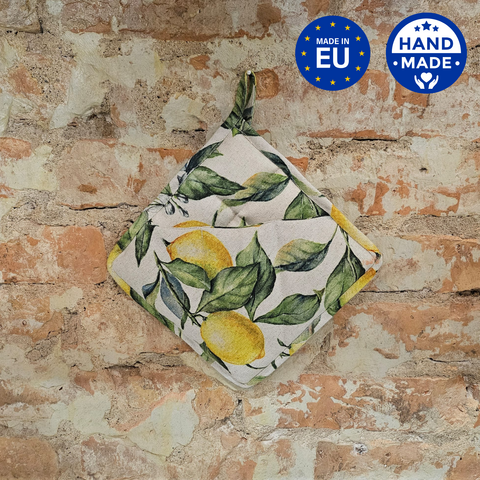 Handcrafted Pot Holder with Pocket | Lemon Linen