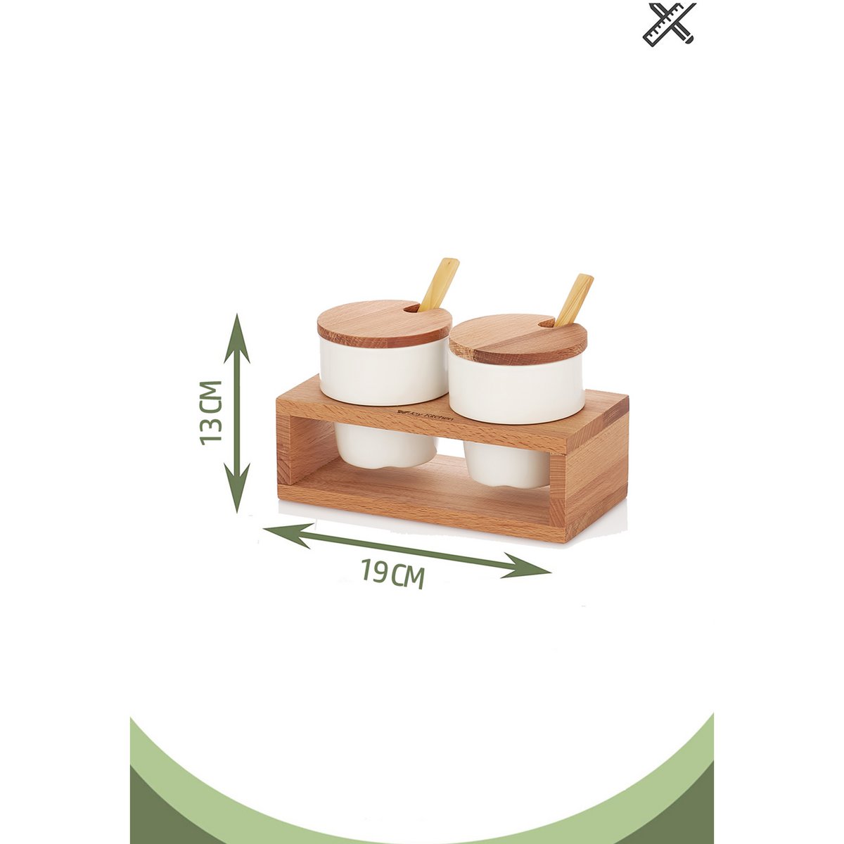 Joy Kitchen spice bowls on wooden floating plateau - set of 2