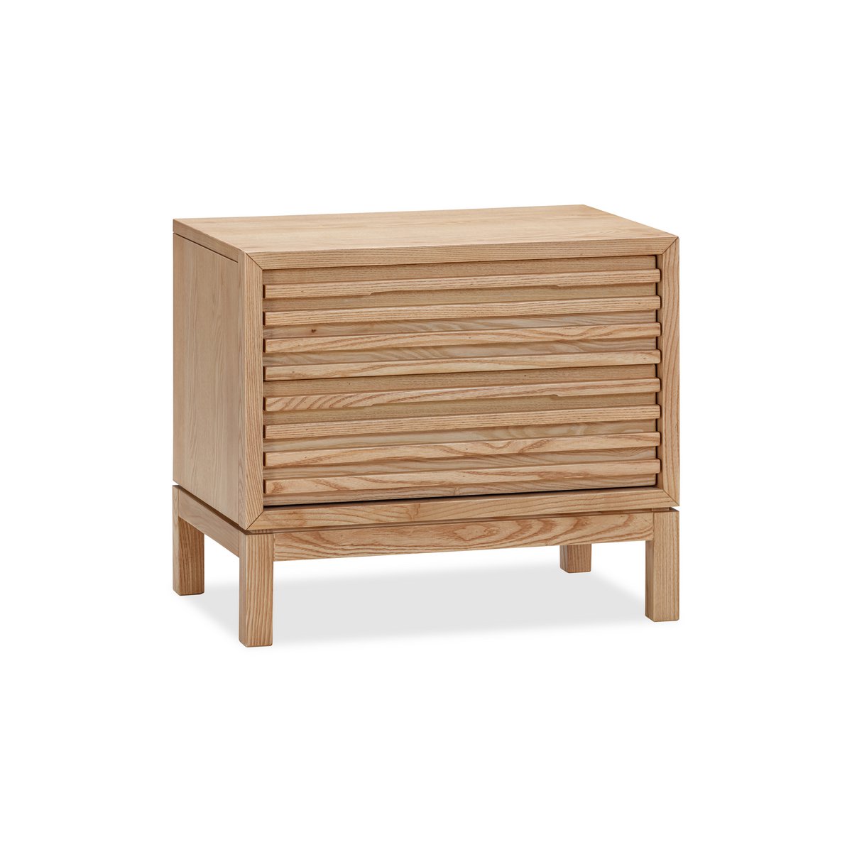 Table de chevet à deux tiroirs en bois de frêne Tanner en lin