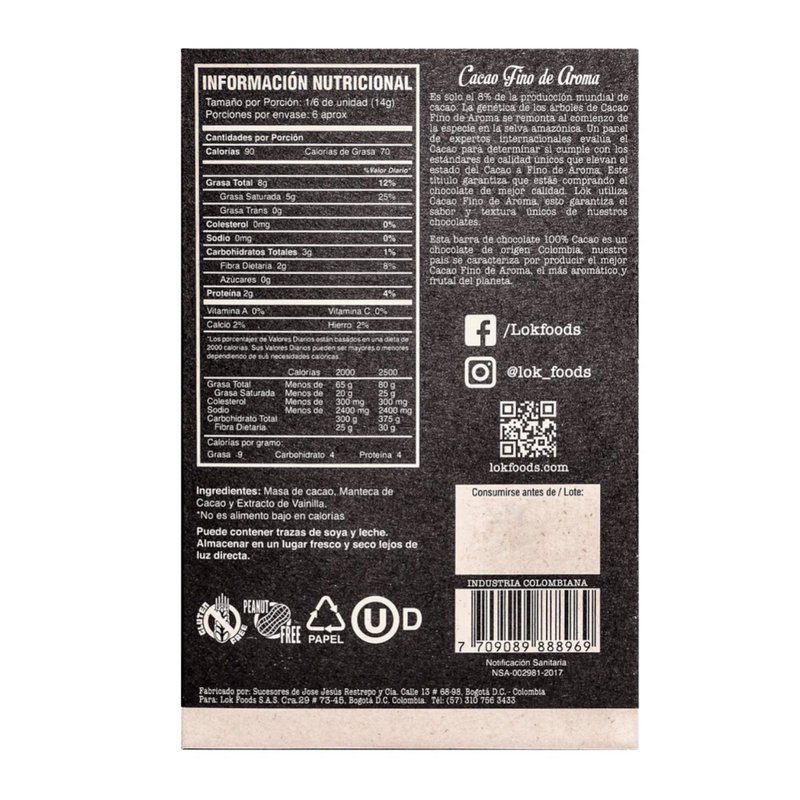 100% Cacao Bar | Sugar-Free | 85g