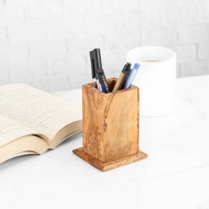 Handgemaakte olijfhouten potloodhouder