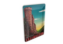 Rejseblik postkort 10x14 cm Grand duche de Luxembourg Burgturm dekorationsskjold