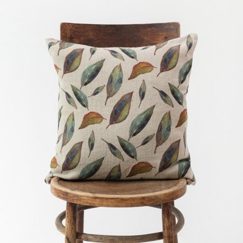 Golden Fall on Natural Linen Cushion Cover
