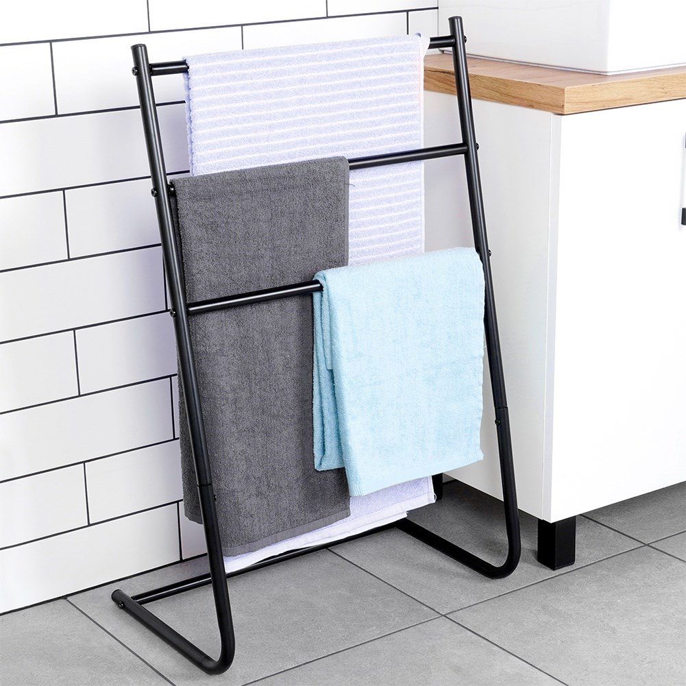 Towel Stand Metal Black
