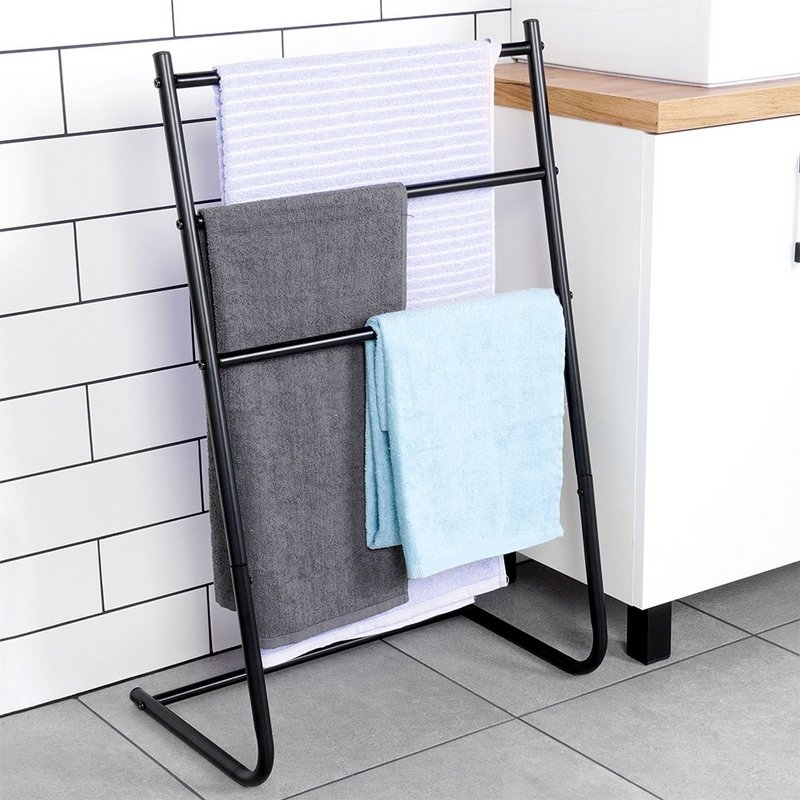 Towel Stand Metal Black
