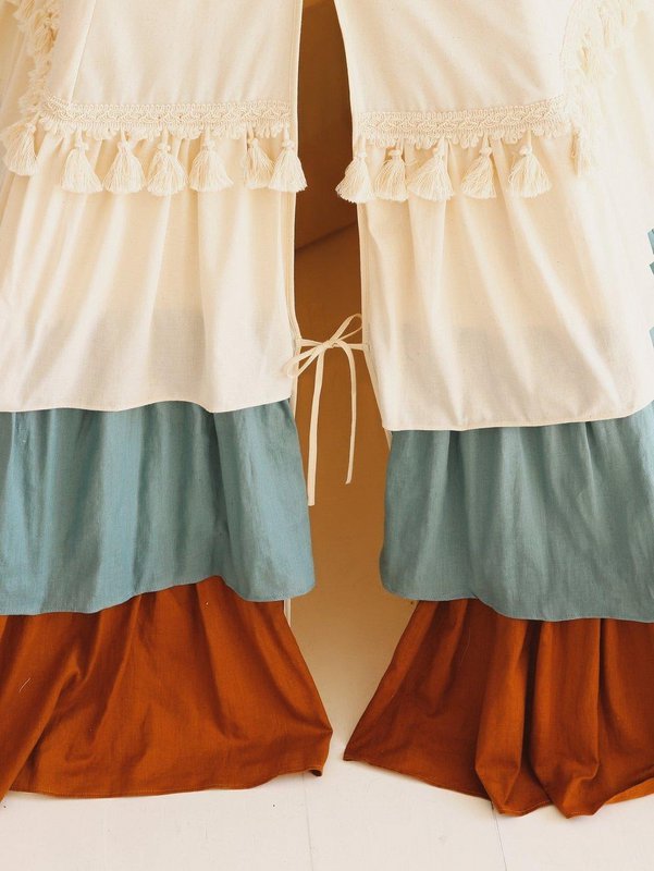 Tipi "Circus" met ruches en bruin-beige mat
