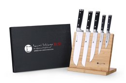 IZUMI ICHIAGO - 5 pièces Set de couteaux Santoku "Professional Chef Knives" avec porte-couteau magnétique en bambou