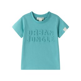 Teal green boys' t-shirt with "Urban Jungle" text graphic. Made of soft, breathable cotton material. Suitable for casual everyday wear.