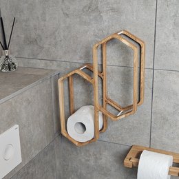 Toilet Paper Holder for Wall Mounting, Wooden Bathroom Storage Rack for 4 Rolls, Compact Organizer for Bathrooms