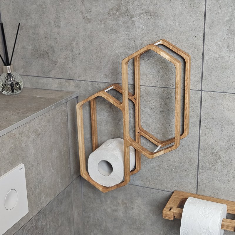Toilet Paper Holder for Wall Mounting, Wooden Bathroom Storage Rack for 4 Rolls, Compact Organizer for Bathrooms