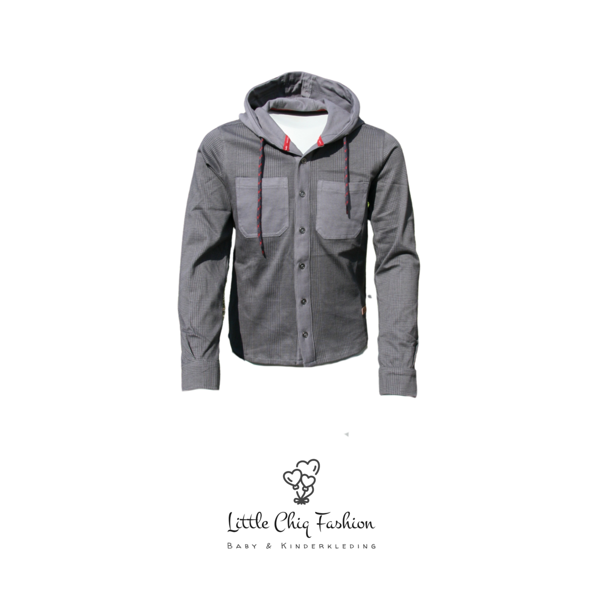 Funkle Boys Overshirt – Grijs Geruit met Capuchon – Casual Luxe