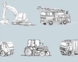 Transport Children's Wallpaper - Blue Colour