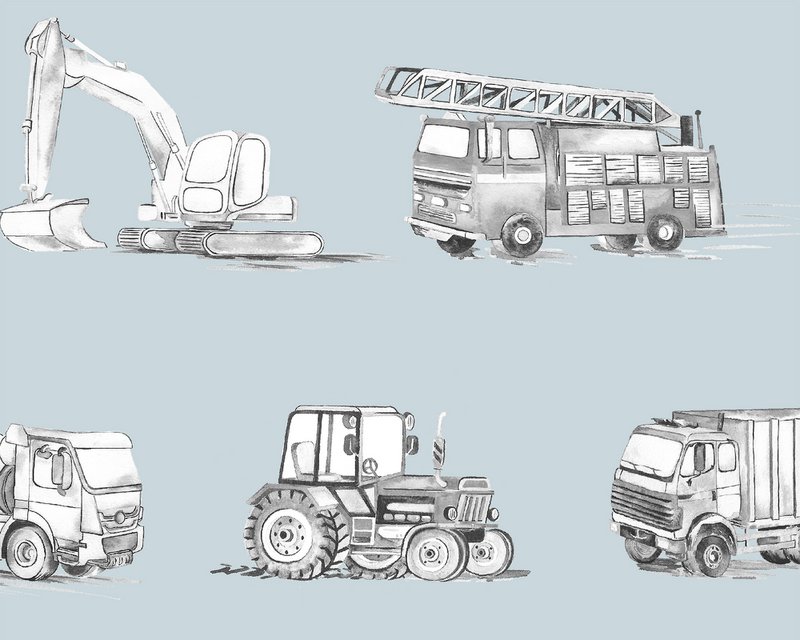 Transport Children's Wallpaper - Blue Colour