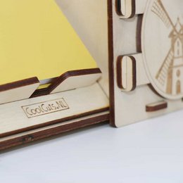 Organiseur de bureau CoolCuts Mill comprenant un support pour mobile/tablette en bois transparent