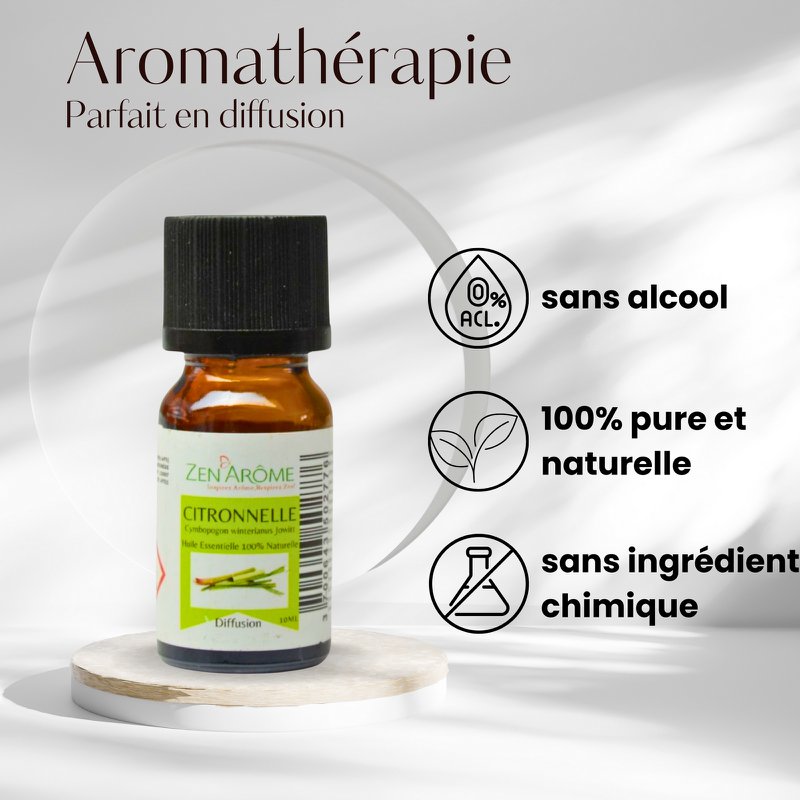 Etherische olie - Citroengras - 10 ml - Gebruik voor diffusie - Verpakt in Frankrijk