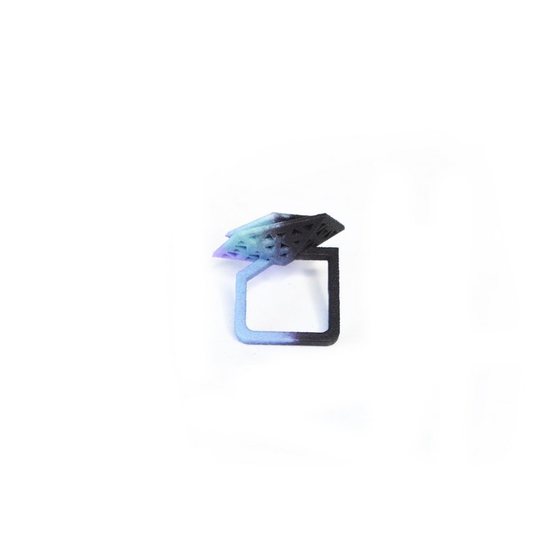 Anello Vertigo – traforato Aqua/Lillà/Nero