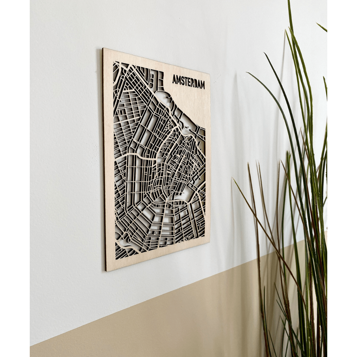 Mapa de la ciudad de madera de Ámsterdam
