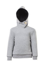 A light grey melange hoodie for babies, available in sizes 3/4 yrs, 4/5 yrs, 2/3 yrs, and 5/6 yrs. The hoodie features a soft, cozy material and a comfortable, relaxed fit.
