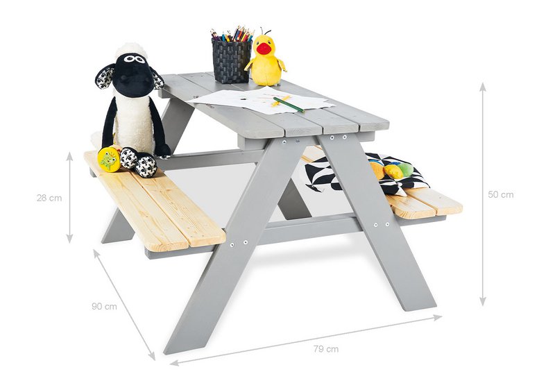 Children´s picnic bench „Nicki für 4”, grey
