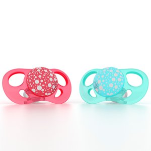 Set of 2 pacifiers 4m+ peach+turquoise
