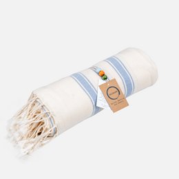Toalla Ecobain "Nuevo Clásico" | Vientos justos (Crudo-Mitteblau)