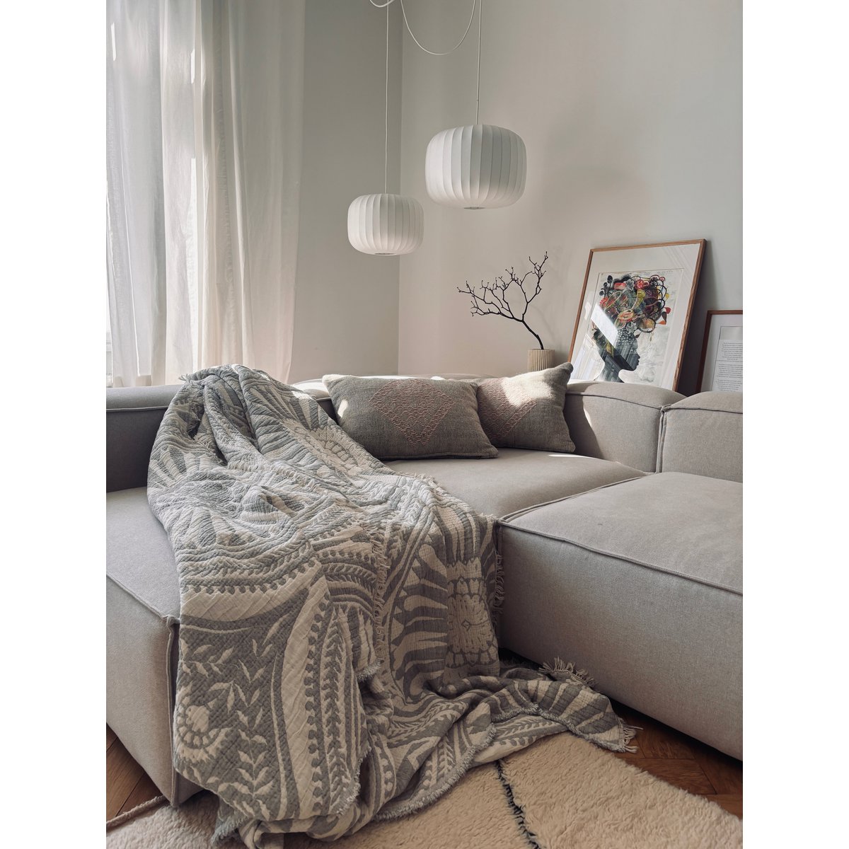 ROLIG Muslin Decke - Hellgrau - 2,20 x 2,30 m