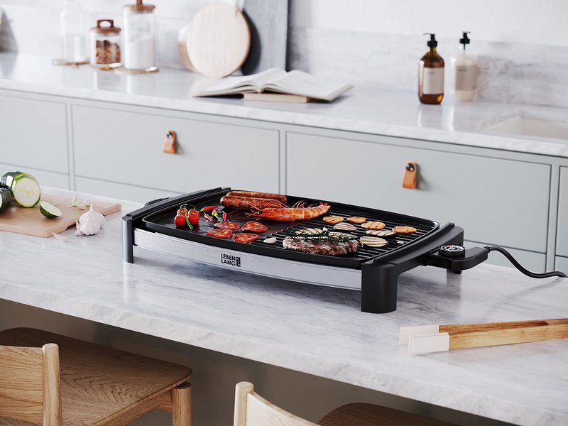 LIFETIME electric grill with TÜV & GS 2200 watts - electric grill 4-8 people | Portable XXL indoor grill | Tepaniaky table grill electric grill for balcony