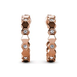 Geschwungene Ohrringe – Roségold und Kristall