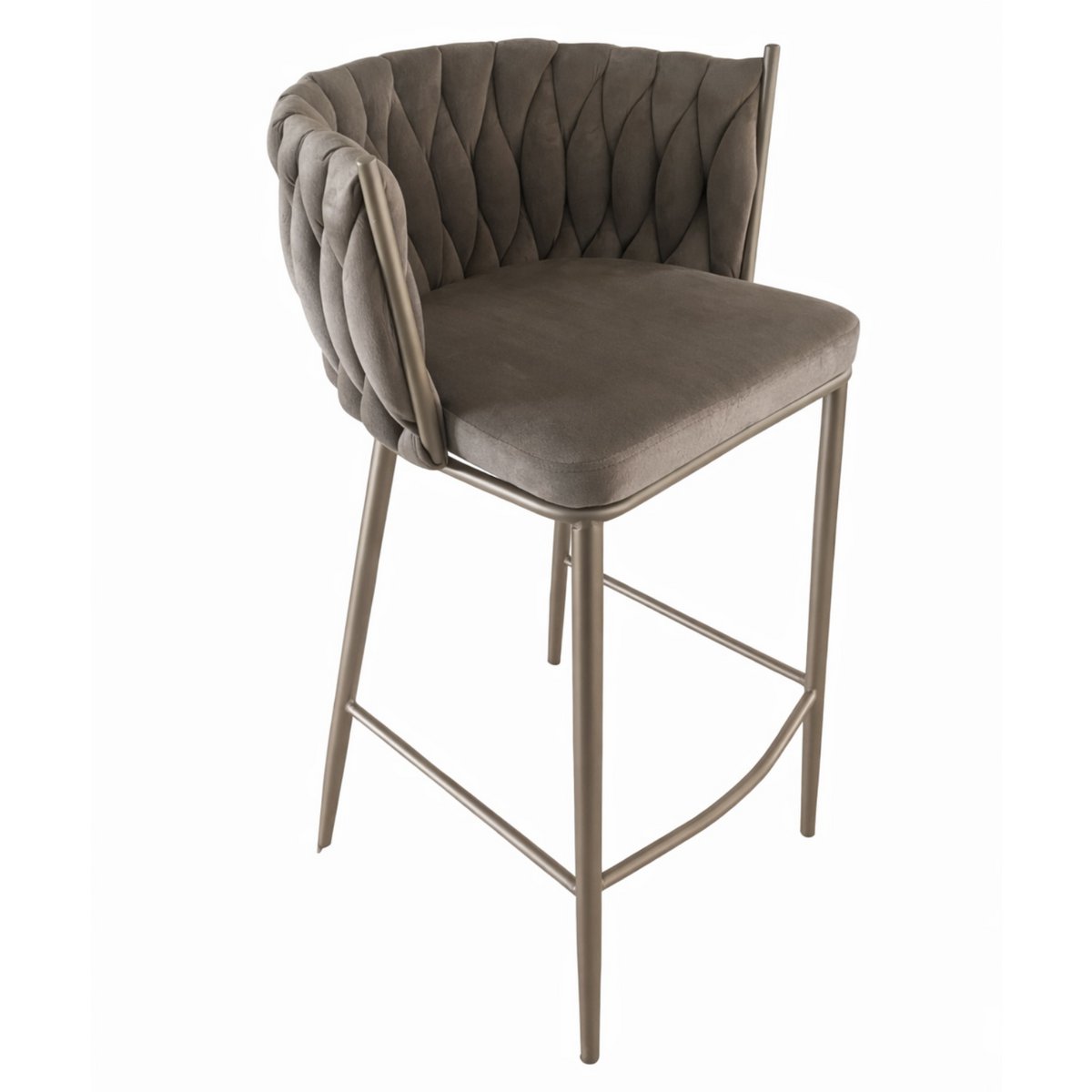 Wave Barstoel / Counter stoel Zand Taupe velvet Frame in kleur Taupe!