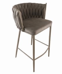 Wave Bar stol / Skrankestol Sand Taupe fløjl Stel i farve Taupe!