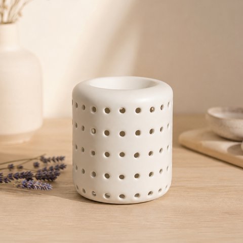 Perfume Burner – White Coliseo – Original Design and Shape – Aromatherapy Decorative Object – Scent Diffusion Candle Holder, Scented Waxes