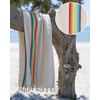 Bamboo Rainbow Beach Towel, Turkse hammam handdoek, spa & sauna handdoek / gemaakt van bamboe en katoen / beige