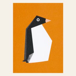 Risography Postcard - Origami Pinguin - DIN A6