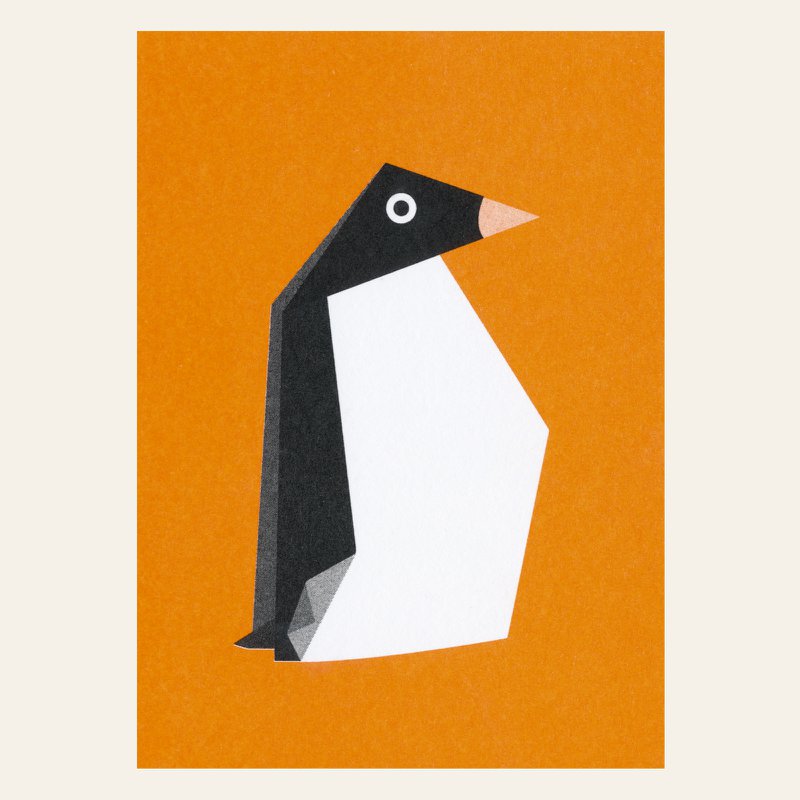 Risography Postcard - Origami Pinguin - DIN A6
