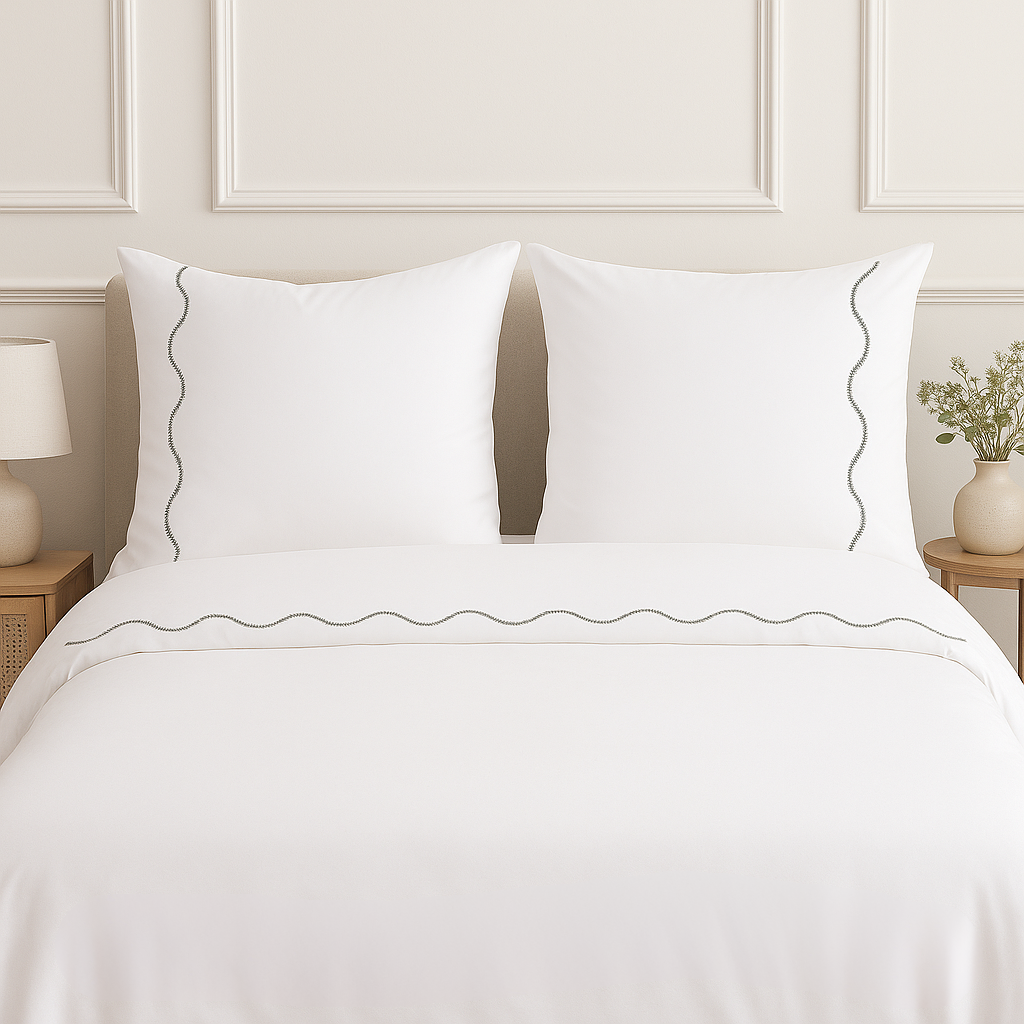 Sophia -kussensloop gemaakt van 100% lang nietje katoen percale, set van 2