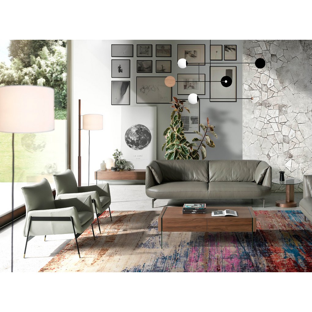 Walnut wood corner table and tempered glass 2036