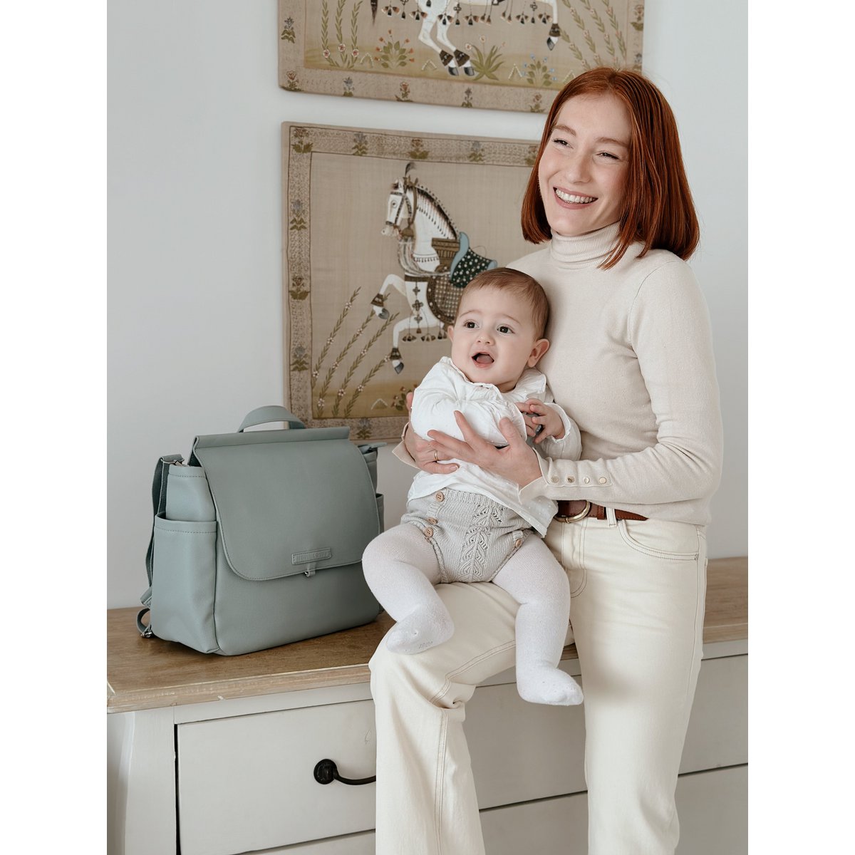 MIREM Maternity Bag By Nenina & Co Dusty Blue + Gift Changing Mat + Pacifier Holder