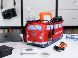 Volkswagen VW T1 Bus 3D Neoprene Universal Bag, Large - Feuerwehr/Firetruck/Red