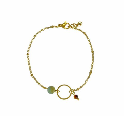 Bracelet Amazonite & Tiger Eye Ring - Gold